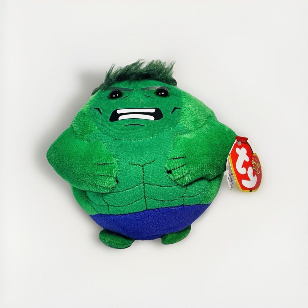 2013 TY Beanie Ballz Avengers Marvel HULK Stuffed Plush 5" Ball with tags